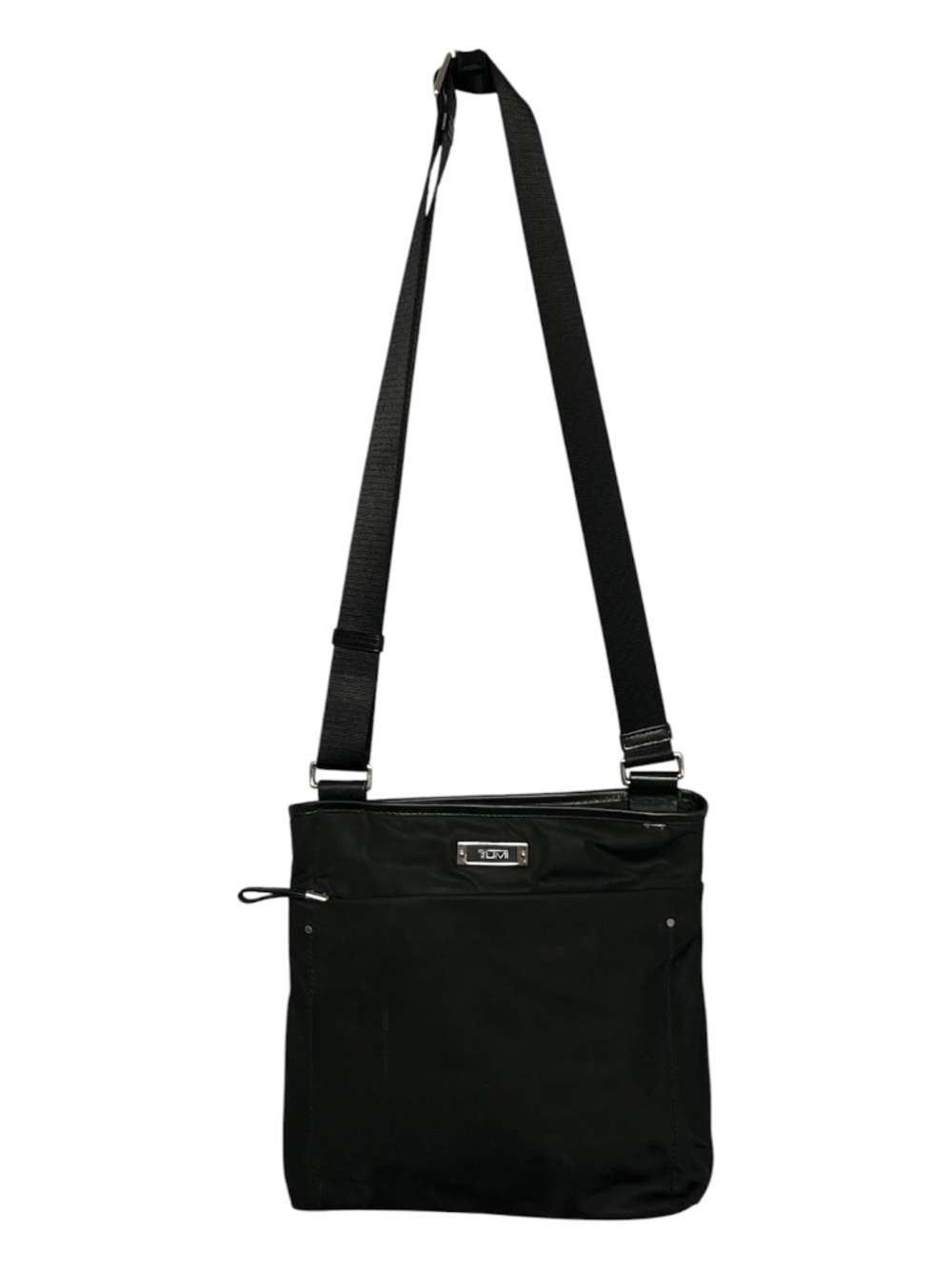 Tumi Crossbody Bag Black Travel Nylon Front & Back Pocket Zipper Closure